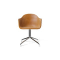 Audo Copenhagen Harbour Arm Chair, Dining Height, Upholstered in Polished Aluminum Star Base with Return with Aida 0250, packshot on white