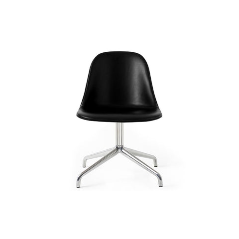 Audo Copenhagen Harbour Side Chair, Dining Height, Upholstered in Polished Aluminum Star Base with Swivel with Aida 1618, packshot on white