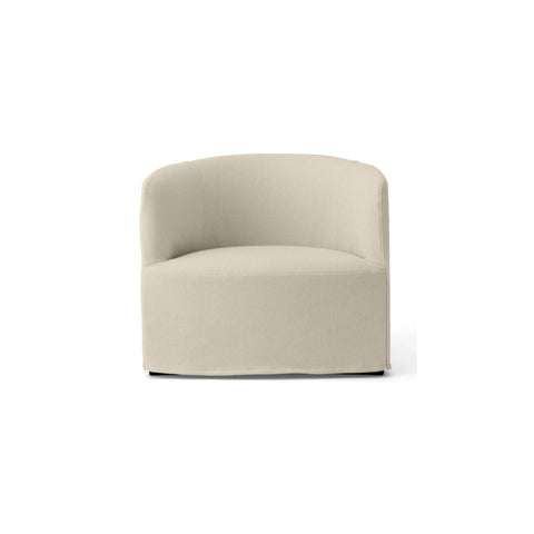 Audo Copenhagen Tearoom Chair, With Loose Cover, Lounge Chair in Logan Jasmine, packshot on white