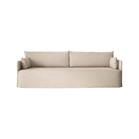 Audo Copenhagen Offset Sofa, With Loose Cover 3-Seater in Logan Sand, packshot on white