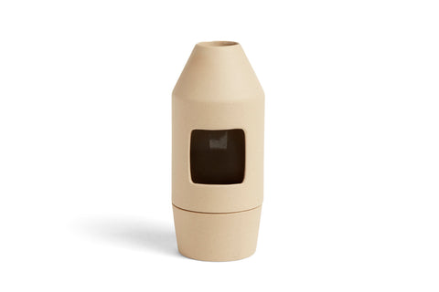 HAY Chim Chim Scent Diffuser, Light Beige, ceramic tealight scent diffuser, packshot on a plain white background