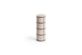 HAY Column Candle, Medium, Off-White, Bordeaux, Blue and Silver, stearin pillar candle with a fine grid, plain white packshot