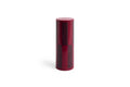 HAY Column Candle, Large, Wine and Bordeaux Check, stearin pillar candle in deep wine red, packshot on a plain white background