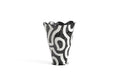 HAY Jessica Hans Shadow Vase, Black and White, patterned ceramic vase with a ruffled rim, shown empty on a plain white background
