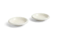 HAY Barro Bowls, Off-White, glazed terracotta serving bowls, two shown at an angle on a plain white background
