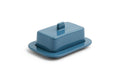 HAY Barro Butter Dish, Dark Blue, glazed terracotta butter dish, deep blue lidded dish on a plain white background