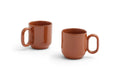 HAY Barro Cups, Natural, terracotta cups, two reddish brown cups with loop handles on a plain white background
