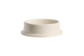 HAY Column Candleholder, Off-White, glazed ceramic pillar candleholder, a low wide dish shown on a plain white background