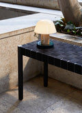 Black Betty TK4 Bench by &Tradition with hand-woven seat featuring Setago JH27 portable lamp