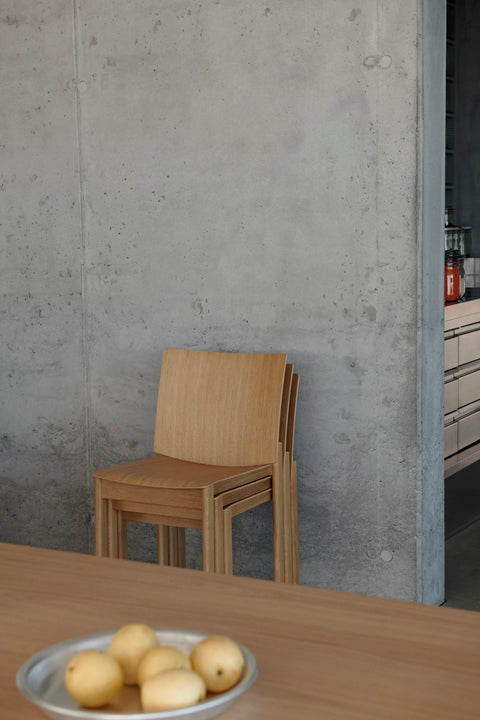 Allwood AV35 Dining Chairs by &Tradition with In Between table and Momento Vase in a light-filled modern dining room