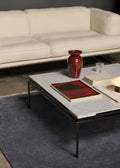Sett LN13 Coffee Table by &Tradition styled with the Inland Sofa, Mist Lamp, and Collect accessories on a neutral rug