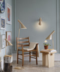 danish modern interior with aj series lamps by louis poulsen