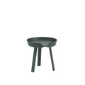 muuto around coffee table size small with dark green finish