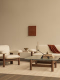 Audo Copenhagen Brasilia Lounge Chair, Low Back with the Interconnect Candle Holder and the Brasilia Lounge Table