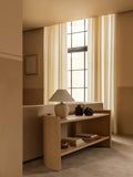 Audo Copenhagen Crescent Shelving with the Eave Modular Sofa and the Torso Table Lamp