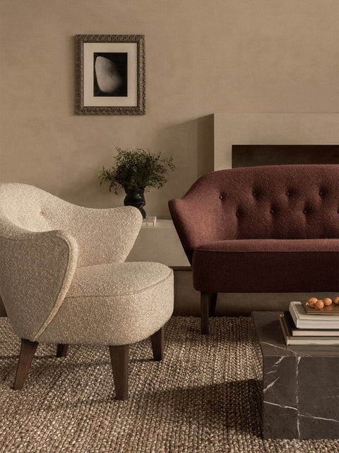 Audo Copenhagen Ingeborg Lounge Chair with the Collapse Vase and the Plinth Low