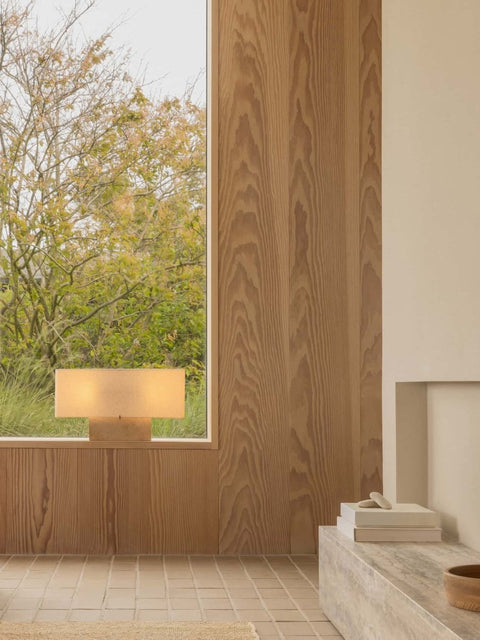 Audo Copenhagen Nonna Table Lamp, Travertine in a styled interior