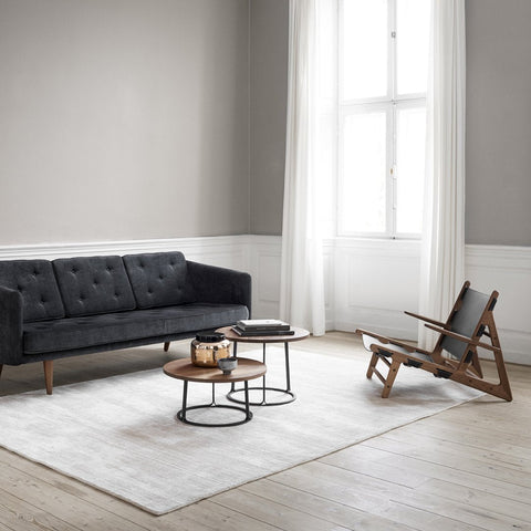 hunting chair by borge mogensen in saddle black leather and smoked oak frame by borge mogensen for fredericia furniture