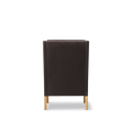 Back view of Borge Mogensen Wing Chair by Fredericia in dark brown leather with oak legs, Scandinavian lounge chair, Canada