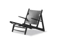 black oak frame and black saddle leather hunting chair by borge mogensen for fredericia furniture