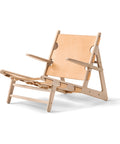 natural saddle leather and soaped oak hunting chair by borge mogensen for fredericia furniture