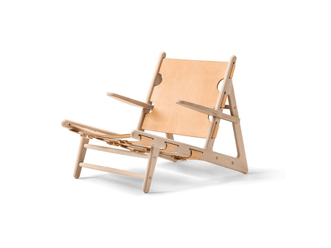 natural saddle leather and soaped oak hunting chair by borge mogensen for fredericia furniture