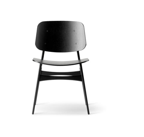 Søborg Chair BM 3050 front view in black stained oak by Fredericia