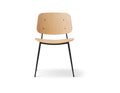 scandinavian dining chair with metal base and wood seat and backrest 