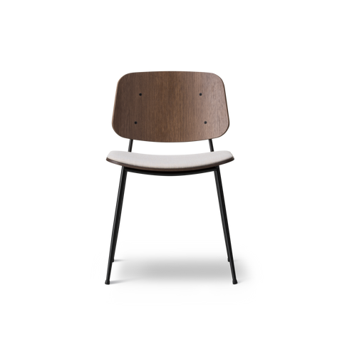 Søborg chair by Fredericia with walnut frame and black metal base 