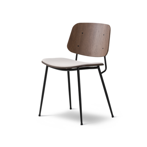 scandinavian Søborg chair designed by Borge Mogensen for fredericia with black metal base and walnut frame