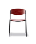 lynderup chair with metal base and in deep red finish by borge mogensen for fredericia furniture