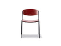 lynderup chair with metal base and in deep red finish by borge mogensen for fredericia furniture