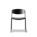 Børge Mogensen BM3081 Chair by Fredericia in black oak with black leather seat and slim black metal legs, front angle.