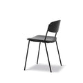BM3081 Chair by Børge Mogensen, backrest in black oak with leather seat, supported by slender black legs.