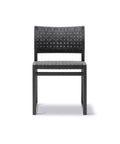 BM61 Dining chair by borge mogensen with black oak frame and black linen webbing