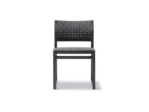 BM61 Dining chair by borge mogensen with black oak frame and black linen webbing