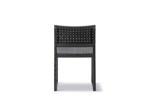 bm61 dining chair by borge mogensen with black oak frame and black linen webbing