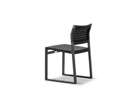 bm61 dining chair by borge mogensen with black oak frame and black linen webbing