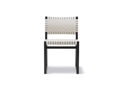 bm61 dining chair by borge mogensen with black oak frame and natural linen webbing