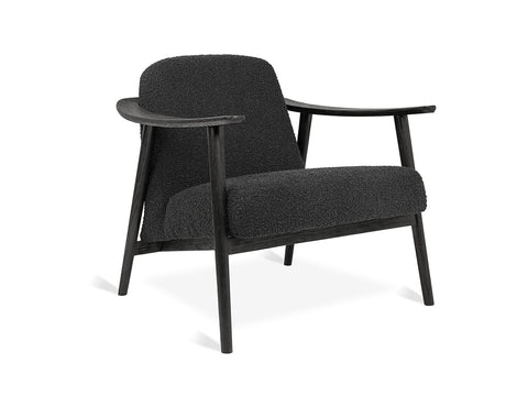 baltic chair by gus modern in node nocturne upholstery and black ash frame 
