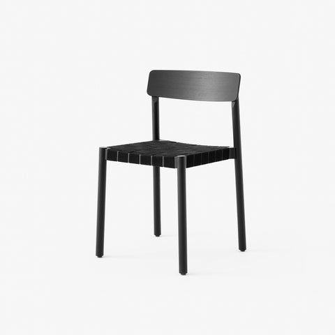 Betty TK1 Side Chair by &Tradition in black oak with black linen webbing seat
