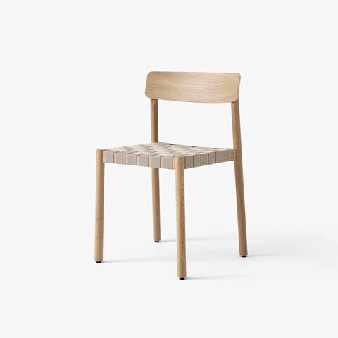 Betty TK1 Side Chair by &Tradition in solid oak with natural linen webbing seat