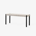Betty TK4 Bench by &Tradition in black oak with light linen webbing on white background