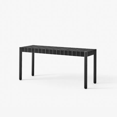 Betty TK4 Bench by &Tradition in solid black oak with matching black linen seat webbing