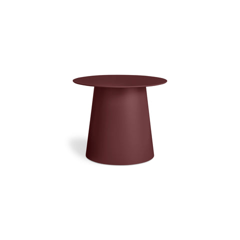 low cocktail end table by Blu Dot in oxblood