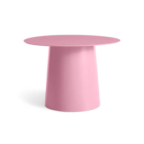 modern circle low side table by Blu Dot in bubblegum