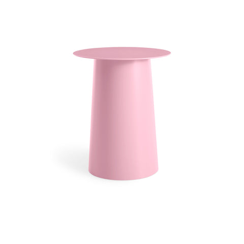 Circula Tall Side Table by Blu Dot in pink powder-coated aluminum, front view