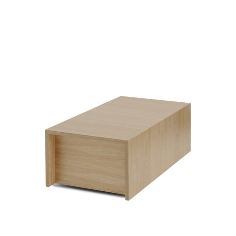 Rectangular oak veneer sofa table – minimalist Scandinavian design by Muuto