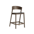 muuto cover counter stool refine leather black and dark stained brown