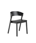 black cover side chair with refine black leather by muuto